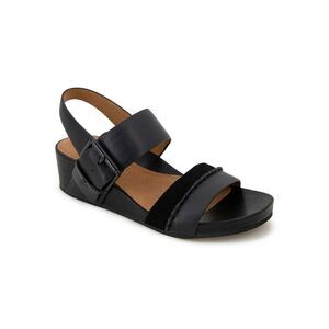 GENTLE SOULS KENNETH COLE Womens Black Giulia Open Wedge Slingback Sandal 8